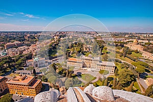 Panoramic view of old aerial city Rome from Saint Peters Square in Vatican