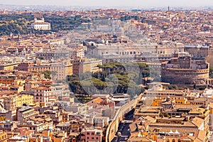 Panoramic view of old aerial city Rome from Saint Peters Square in Vatican
