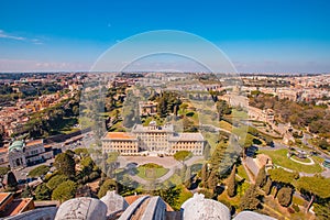 Panoramic view of old aerial city Rome from Saint Peters Square in Vatican