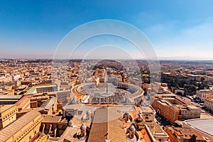 Panoramic view of old aerial city Rome from Saint Peters Square in Vatican