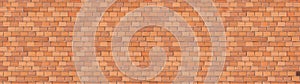 Panoramic view of the old brown Brick Masonry Wall Background with lines texture on surface
