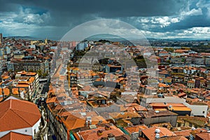 Panoramic view of the old city center of Porto or Oporto, Portugal