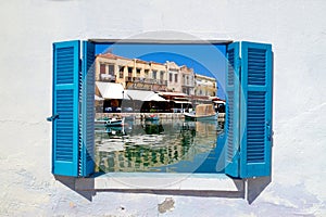 Panoramic view of old city in Rethymno at Crete photo