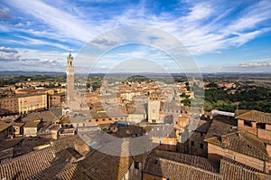 Panoramic view of the old city of Siena, Tuscany, Italy