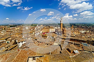 Panoramic view of the old city of Siena, Tuscany, Italy