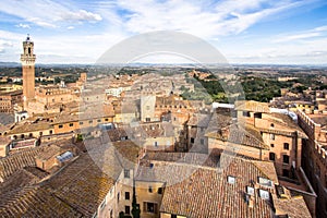 Panoramic view of the old city of Siena, Tuscany, Italy