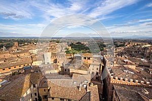 Panoramic view of the old city of Siena, Tuscany, Italy