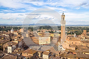 Panoramic view of the old city of Siena, Tuscany, Italy