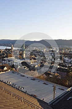 Panoramic view of the old city of ZÃ¼rich from the roof of theETH