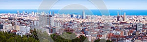 Panoramic view of old district in Barcelona, Spain