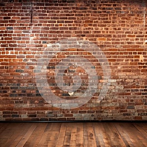 Panoramic view of old red brick wall background, abstract, textures