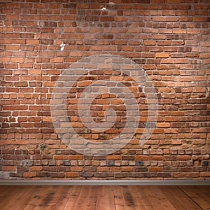 Panoramic view of old red brick wall background, abstract, textures