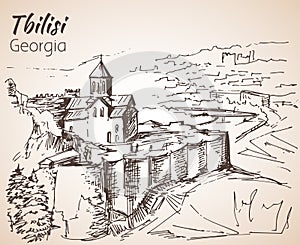 Panoramic view of old Tbilisi, Georgia.