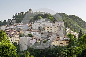 Panoramic view of the old town of Cascia, Perugia, Italy, famous for Santa Rita
