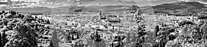 Panoramic view of the old town, Cathedral of Santa Maria del Fiore, Brunelleschi`s Dome, Giotto`s bell tower, in the historic