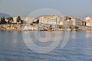 Panoramic view of the old town of Corfu or Kerkyra. Corfu island, Ionian Sea, Greece.