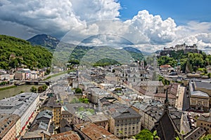 Panoramic view of the old town of Salzburg