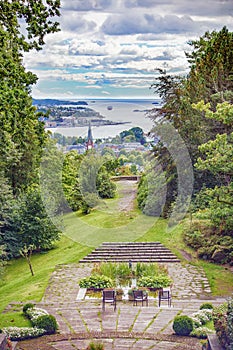 Panoramic view of an old town of Sandefjord city photo