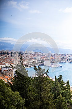 Panoramic view of old town of split, croatia as seen from marjan hill viewpoint