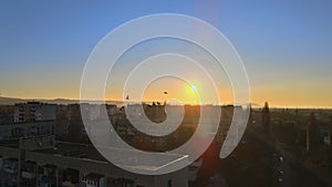 Panoramic view of old Uzhhorod, Ukraine view panoramic sunrise sundown sky in the city