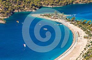Panoramic view of Oludeniz beach and Blue lagoon, Fethiye, Turkey
