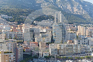 Panoramic view of one of quarters of Monaco with photo