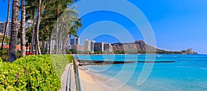 Panoramic view onto Diamond Head in Waikiki Hawaii