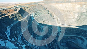 Panoramic view of an open-pit copper mine