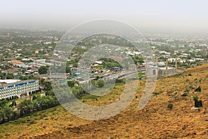 Panoramic view of Osh city and mosque Sulayman Too, Kyrgyzstan