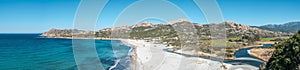 Panoramic view of Ostriconi beach in Balagne region of Corsica