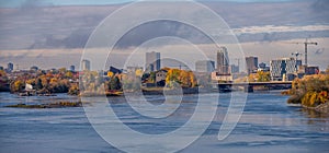 Panoramic view of the Ottawa River and the Ottawa and Gatineau skyline