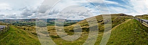 Panoramic view over the beautiful landscape of Peak District National Park