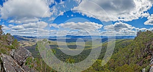 Panoramic view over the Blue Mountains in the Australian state of New South Wales during the day