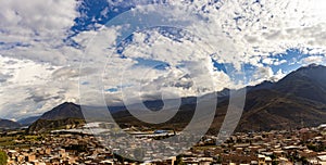 Panoramic view over the city of Caraz, Ancash - Peru