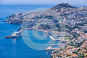 Panoramic view over Funchal the capital of Madeira fom a viewpoint, Madeira island, Portugal