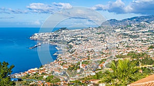 Panoramic view over Funchal, from Miradouro das Neves, Madeira island, Portuga photo