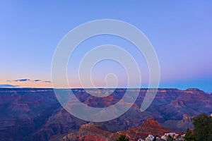Panoramic view over the grand canyon at the sunset
