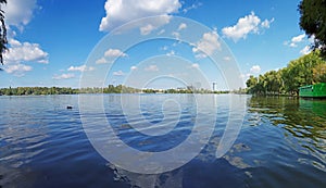 Panoramic view over Herastrau lake in Bucharest