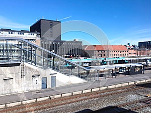 Panoramic view over Herning-train station,Denmark