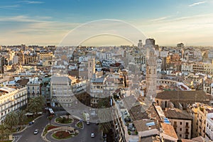 Panoramic View Over Historic Center of Valencia, Spain.