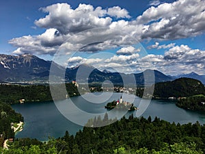 Panoramic view over Lake Bled, Solvenia