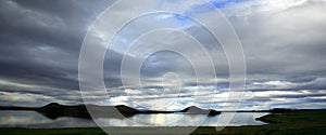 Panoramic view over Lake Myvatn Iceland