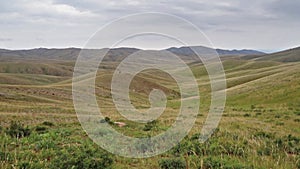 Panoramic view over the landscape of central Mongolia.