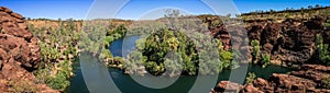 Panoramic view over Lawn Hill Gorge, Boodjamulla Lawn Hill National Park, Savannah Way, Queensland, Australia