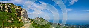 Panoramic view over the Liguria Riviera and the Mediteranean Sea from the Beigua National Geopark