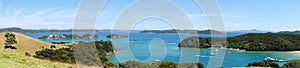 Panoramic view over Otehei Bay and Bay of Islands, New Zealand,