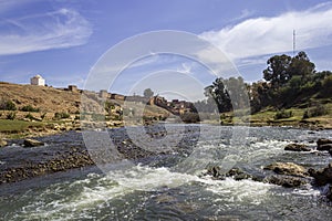 Panoramic view over Oum Errabia river and Kasba Tadla fortress photo