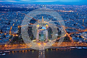 Panoramic view over Paris, Eiffel Tower, France