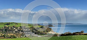 Panoramic View over Pentewan Beach and St Austell Bay photo