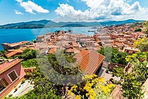 Panoramic view over Portoferraio city of Elba island, Tuscany region, Italy